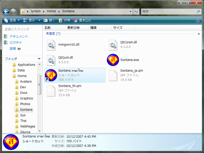 Shortcut icon selected